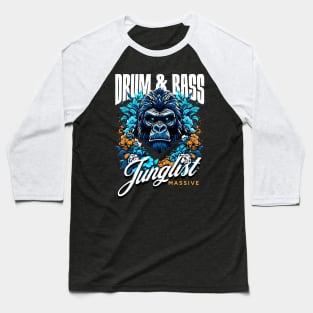 DRUM AND BASS  - Junglist Gorilla Massive  (white/blue/orange) Baseball T-Shirt